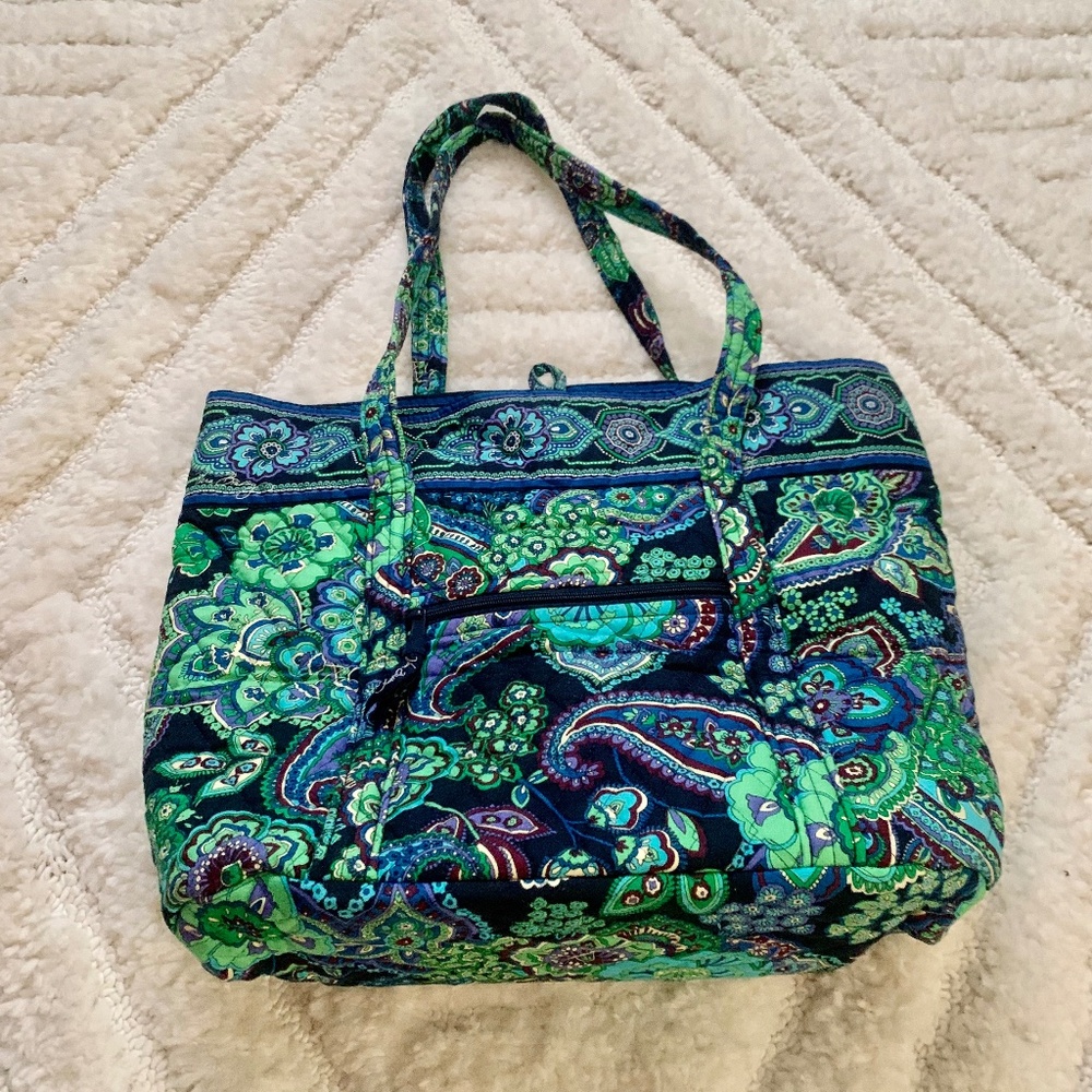 Vera Bradley Paisley Blue and Green Quilted Tote